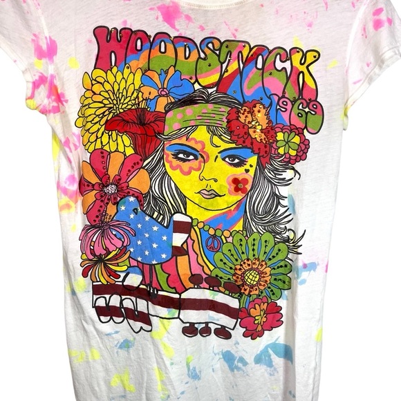Awake Couture Woodstock Hippie Core Beaded Colorful T shirt Size Slim Large - Picture 4 of 10